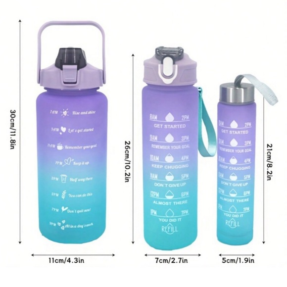 3 Motivational Water Bottles for Sports, Fitness or Gifts NEW - Picture 4 of 7